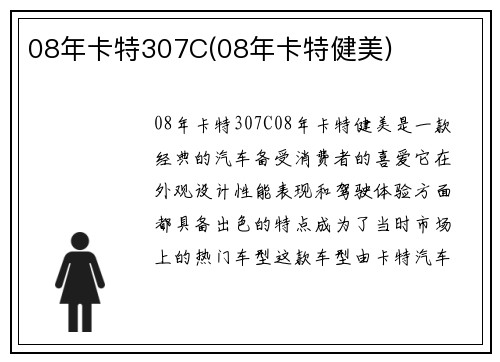 08年卡特307C(08年卡特健美)