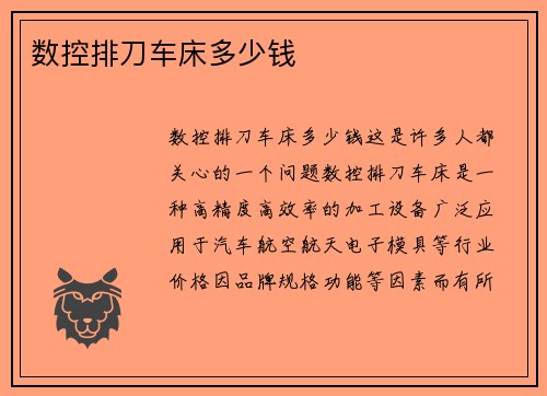 数控排刀车床多少钱